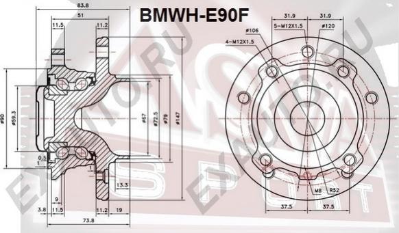 ASVA BMWH-E90F - Маточина колеса autozip.com.ua