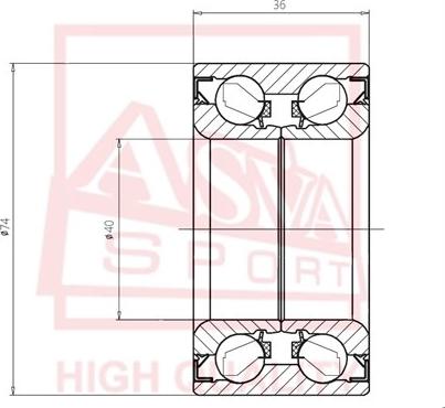 ASVA DAC40740036 - Підшипник ступиці колеса autozip.com.ua