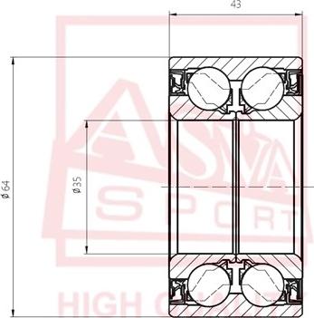 ASVA DAC35640043 - Підшипник ступиці колеса autozip.com.ua