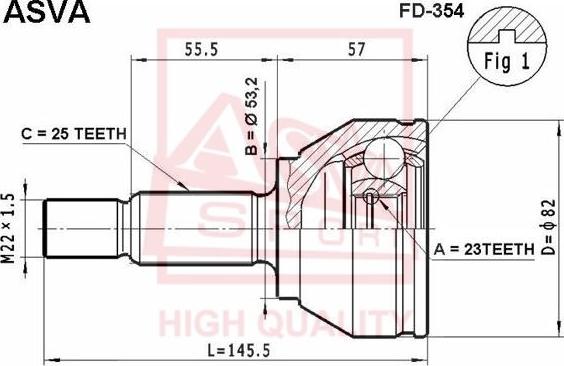 ASVA FD-354 - Шарнір, ШРУС, приводний вал autozip.com.ua