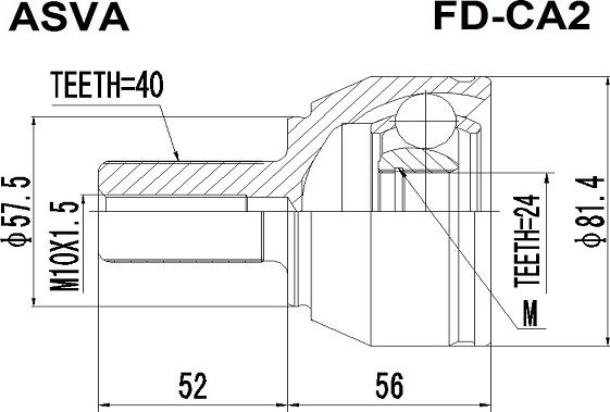 ASVA FD-CA2 - Шарнірний комплект, ШРУС, приводний вал autozip.com.ua