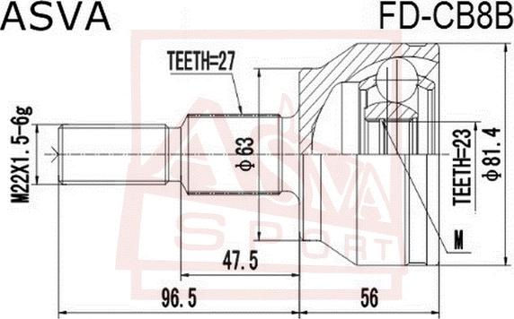 ASVA FD-CB8B - Шарнір, ШРУС, приводний вал autozip.com.ua