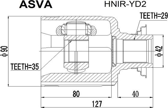 ASVA HNIR-YD2 - Шарнірний комплект, ШРУС, приводний вал autozip.com.ua