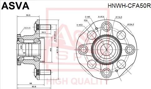 ASVA HNWH-CFA50R - Маточина колеса autozip.com.ua