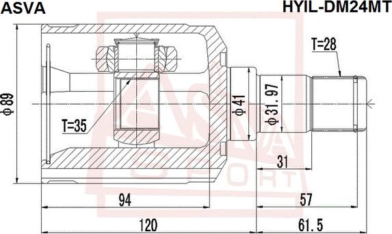 ASVA HYIL-DM24MT - Шарнірний комплект, ШРУС, приводний вал autozip.com.ua