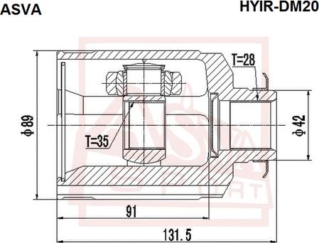 ASVA HYIR-DM20 - Шарнірний комплект, ШРУС, приводний вал autozip.com.ua