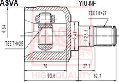 ASVA HYIU-NF - Шарнірний комплект, ШРУС, приводний вал autozip.com.ua