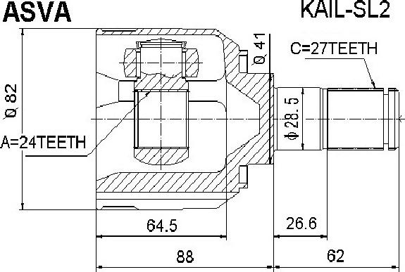 ASVA KAIL-SL2 - Шарнірний комплект, ШРУС, приводний вал autozip.com.ua