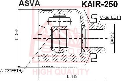 ASVA KAIR-250 - Шарнірний комплект, ШРУС, приводний вал autozip.com.ua