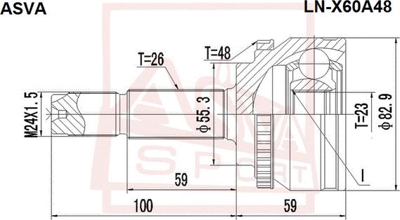 ASVA LN-X60A48 - Шарнірний комплект, ШРУС, приводний вал autozip.com.ua