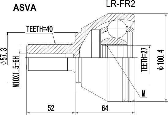 ASVA LR-FR2 - Шарнірний комплект, ШРУС, приводний вал autozip.com.ua