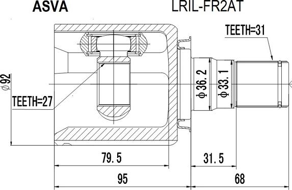 ASVA LRIL-FR2AT - Шарнірний комплект, ШРУС, приводний вал autozip.com.ua