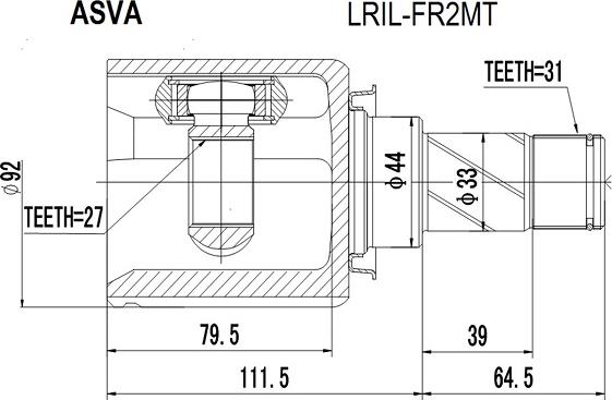 ASVA LRIL-FR2MT - Шарнірний комплект, ШРУС, приводний вал autozip.com.ua