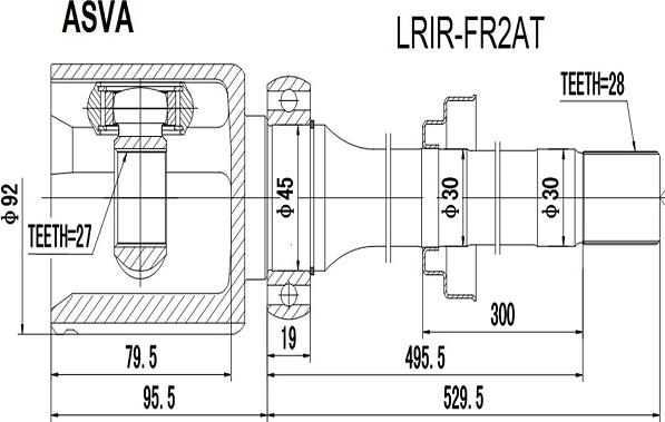 ASVA LRIR-FR2AT - Шарнірний комплект, ШРУС, приводний вал autozip.com.ua