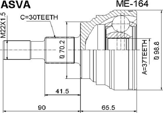 ASVA ME-164 - Шарнір, ШРУС, приводний вал autozip.com.ua