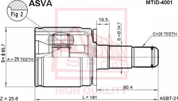 ASVA MTID-4001 - Шарнірний комплект, ШРУС, приводний вал autozip.com.ua