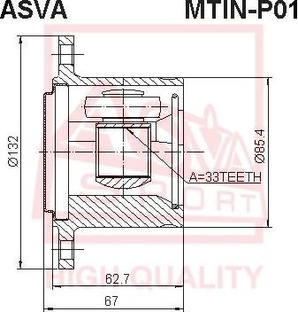 ASVA MTIN-P01 - Шарнірний комплект, ШРУС, приводний вал autozip.com.ua