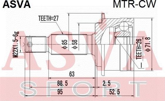 ASVA MTR-CW - Шарнір, ШРУС, приводний вал autozip.com.ua