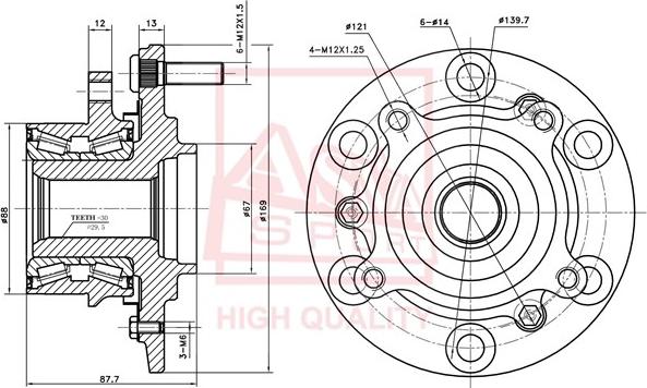 ASVA MTWH-KB4F - Маточина колеса autozip.com.ua