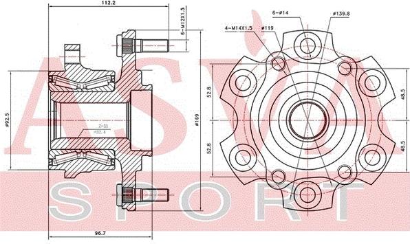 ASVA MTWH-V97R - Маточина колеса autozip.com.ua