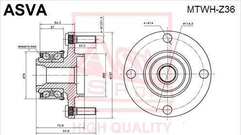 ASVA MTWH-Z36 - Маточина колеса autozip.com.ua