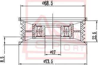 ASVA MZBP-004 - Натяжна ролик, клиновий ремінь autozip.com.ua