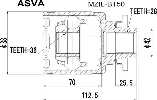 ASVA MZIL-BT50 - Шарнір, ШРУС, приводний вал autozip.com.ua