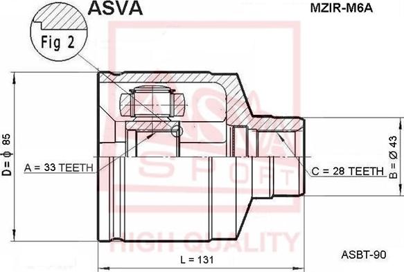 ASVA MZIR-M6A - Шарнір, ШРУС, приводний вал autozip.com.ua