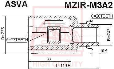 ASVA MZIR-M3A2 - Шарнірний комплект, ШРУС, приводний вал autozip.com.ua