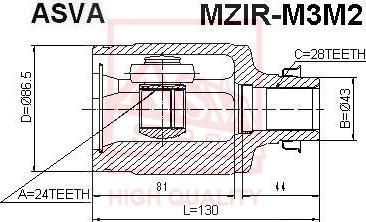 ASVA MZIR-M3M2 - Шарнірний комплект, ШРУС, приводний вал autozip.com.ua