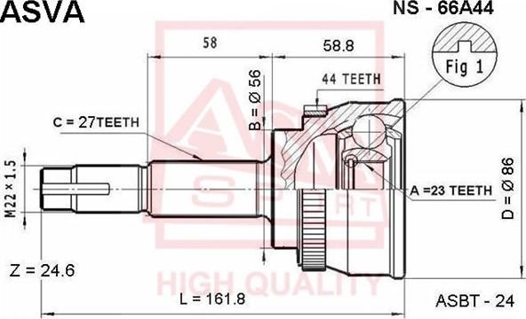 ASVA NS-66A44 - Шарнірний комплект, ШРУС, приводний вал autozip.com.ua