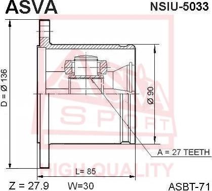 ASVA NSIU-5033 - Шарнірний комплект, ШРУС, приводний вал autozip.com.ua