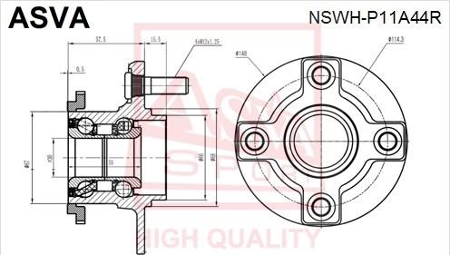 ASVA NSWH-P11A44R - Маточина колеса autozip.com.ua