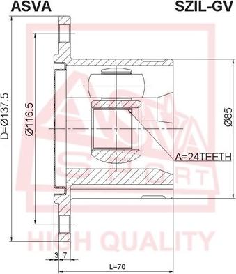 ASVA SZIL-GV - Шарнірний комплект, ШРУС, приводний вал autozip.com.ua