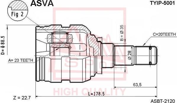 ASVA TYIP-5001 - Шарнірний комплект, ШРУС, приводний вал autozip.com.ua