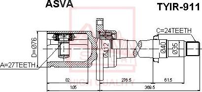 ASVA TYIR-911 - Шарнірний комплект, ШРУС, приводний вал autozip.com.ua