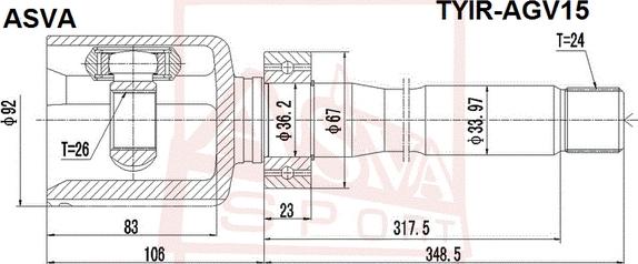 ASVA TYIR-AGV15 - Шарнір, ШРУС, приводний вал autozip.com.ua