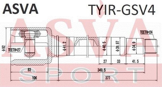 ASVA TYIR-GSV4 - Шарнір, ШРУС, приводний вал autozip.com.ua