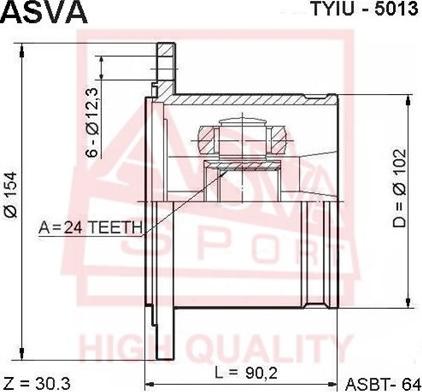 ASVA TYIU-5013 - Шарнірний комплект, ШРУС, приводний вал autozip.com.ua