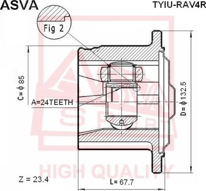 ASVA TYIU-RAV4R - Шарнір, ШРУС, приводний вал autozip.com.ua