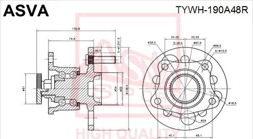 ASVA TYWH-190A48R - Маточина колеса autozip.com.ua