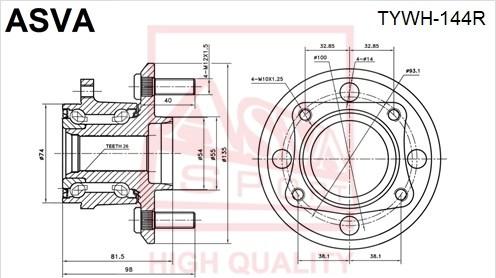 ASVA TYWH-144R - Маточина колеса autozip.com.ua