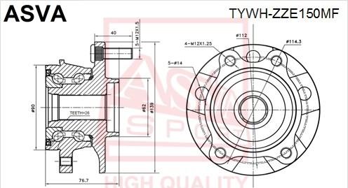 ASVA TYWH-ZZE150MF - Маточина колеса autozip.com.ua