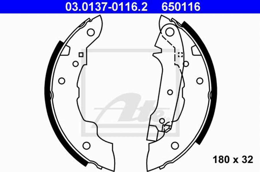 ATE 650116 - Комплект гальм, барабанний механізм autozip.com.ua