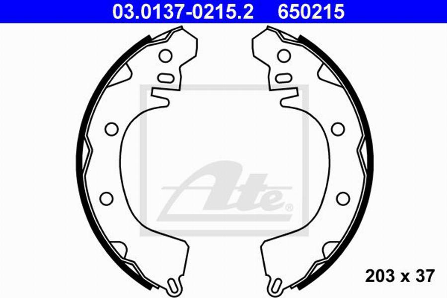 ATE 650215 - Комплект гальм, барабанний механізм autozip.com.ua