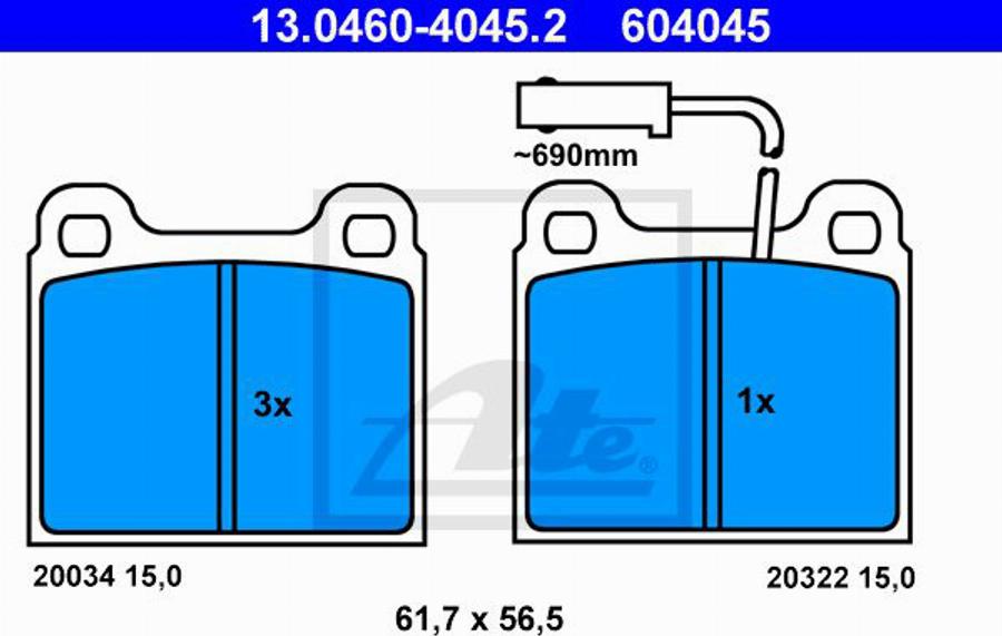 ATE 604045 - Гальмівні колодки, дискові гальма autozip.com.ua