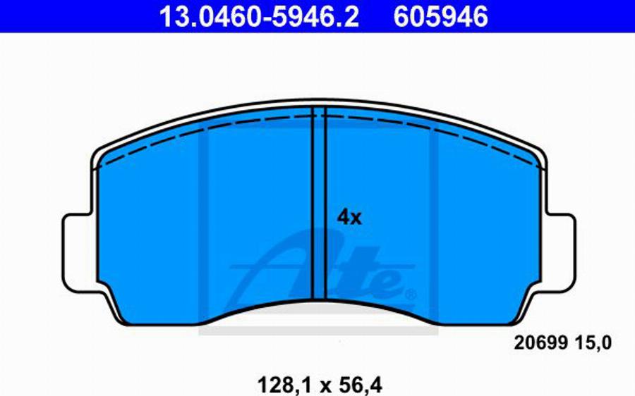 ATE 605946 - Гальмівні колодки, дискові гальма autozip.com.ua