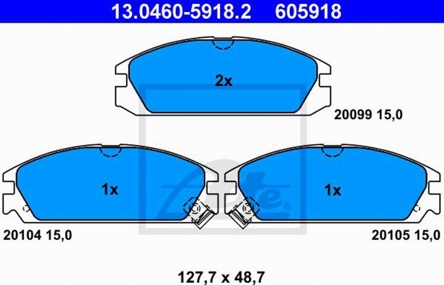 ATE 605918 - Гальмівні колодки, дискові гальма autozip.com.ua