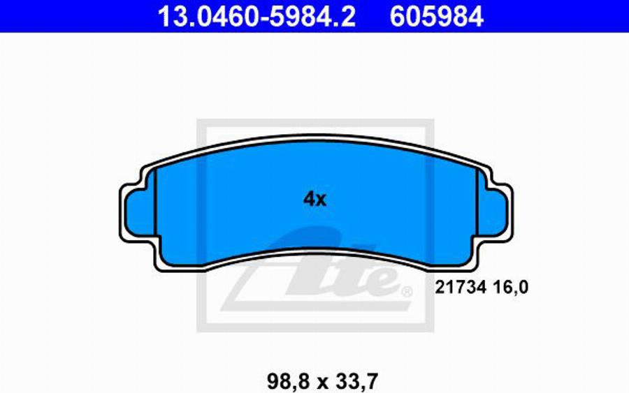 ATE 605984 - Гальмівні колодки, дискові гальма autozip.com.ua