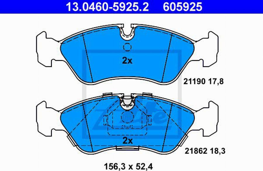 ATE 605925 - Гальмівні колодки, дискові гальма autozip.com.ua